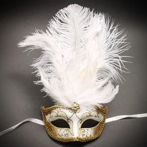 Women's Feather Masquerade Mask Venetian Eye Mask for Party Dance Ball Prom - Picture 1 of 32