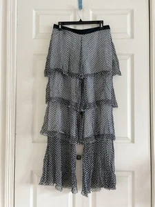 Emporio Armani Italy White & Black Dot Silk Sheer Layered Pants Size 8 - Picture 1 of 4