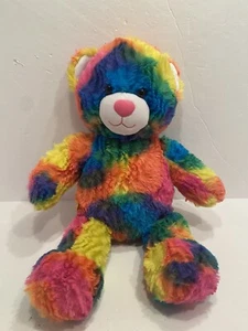 Build A Bear Tropicolor Rainbow Tie Dye Bright Neon Teddy Plush Stuffed Toy 17" - Picture 1 of 5
