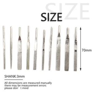 10pc Diamond Coated Flat File Set Steel Files Hand Tool for Glass Metal Jeweler - Picture 1 of 6
