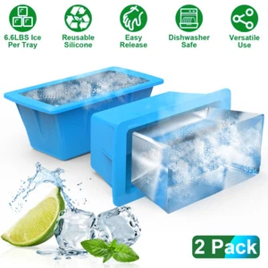 2Pcs 6.6LBS Silicone Ice Cube Mold Large Big Ice Cubes Maker Freezer Molds Tray - Picture 1 of 15