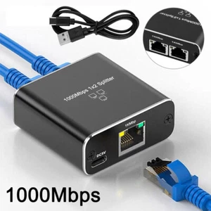 1000Mbps Ethernet Splitter Adapter RJ45 Cable LAN Network Internet 1 IN 2 Out - Picture 1 of 12