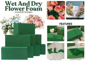 Premium Wet Florist Foam Bricks Floral Flower Fresh Display Arrangement UK - Picture 1 of 17