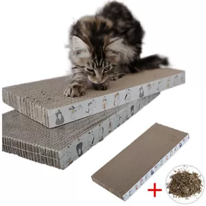 2 Pack Cat Scratch Pad Cat Scratcher Catnip Cardboard Cat Lounge Bed Reversible - Picture 1 of 8