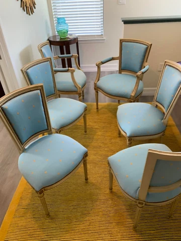 Set of 6 antique 19th Century French Louis XVI dining chairs Cover