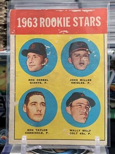 JOHN MILLER RON HERBEL 1963 Topps Baseball ROOKIE #208 Baltimore Orioles DP 1Z