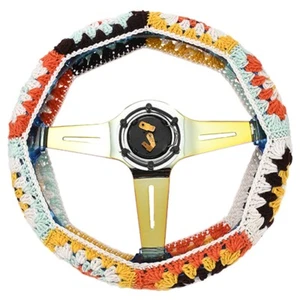 Universal Car Steering Wheel Cover Crochet Knitting Floral Knitt Cover Anti-Slip - Bild 1 von 12
