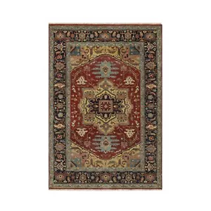 4 Fuß 3 Zoll x 6 Fuß 2 Zoll rot Heris Revival Medaillon Design reine Wolle handgeknüpfter Teppich R91249 - Bild 1 von 8