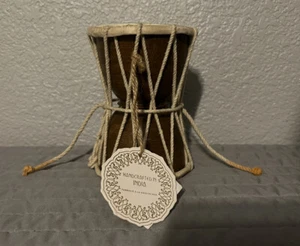 Drum; Handmade Decorative Wood/Leather Indian Folk Dumroo. Rustic Used Look. - Picture 1 of 5