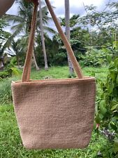 Handmade Bag Beige Crochet Knit Double Handle Shoulder Bag Vintage Women’s  Bag