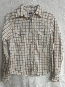 Roper Shirt Medium Plaid Pearl Snap Long Sleeve Rodeo Western Cowboy Youth - Picture 1 of 5