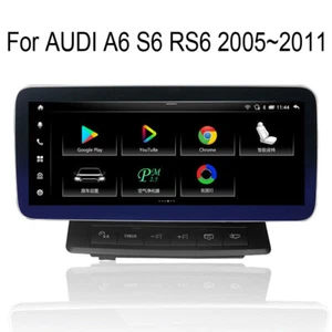 12.3" Touchscreen Radio Android Gps Navigation Carplay For Audi A6 C6 Mmi 2g 3g - Picture 1 of 7
