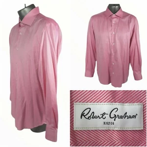 Robert Graham Mens 16 - 41 Button Up Long Sleeve Pink Dress Shirt 100% Cotton - Picture 1 of 10