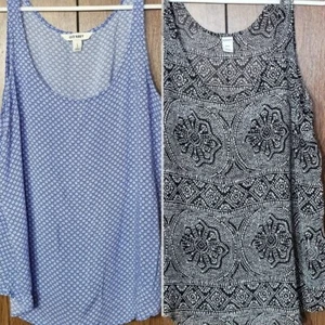 Old Navy Tanks Leggeri Trasparente Nero e Blu Floreale Taglia L - Confezione da 2 Strati - Foto 1 di 15