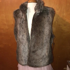 Blassport Women’s Reversible Faux Fur Vest Size L. Zipper Front. Side Pockets - Picture 1 of 7
