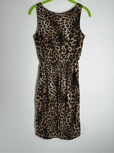 River Island Damen ärmelloses Kleid Kordelzug Taille Leopard Animal Print Gr. 8 - Bild 1 von 11