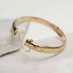 Brazalete Brazalete Gif Vintage Estate Nuevo Estilo Oro Amarillo 14k FN 7.5" - Imagen 1 de 3