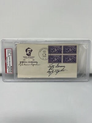 Warren Spahn Lefty Gomez Early Wynn Signed 1939 FDC Envelope Cachet Beckett COA - Image 1 of 2