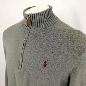 Polo Ralph Lauren Hombres Gris 1/4 Cremallera Pullover Suéter Talla L - Imagen 1 de 12