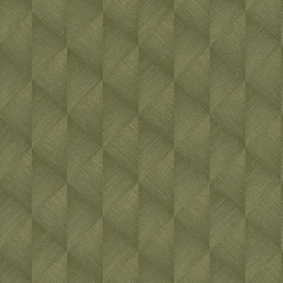 Papier Peint Texturé Géométrique Vert Or Rasch 687941 Rouleau De 10m Style Luxe - Photo 1/1