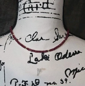 Natürlicher Rubin 14K massives Gold Rubinschnur 16" Halsband Halskette Statement Stück - Bild 1 von 9