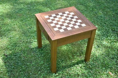 Schachtisch Schach-Backgammon-Dame Holz dekorativ 2 Spielflächen neu - Bild 1 von 4