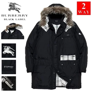 Men size L BURBERRY Black Label BIG Horse Embroidery Nova Check Real Fur 2WAY P - Picture 1 of 10