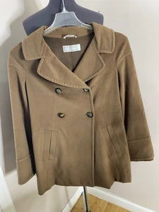 Chaqueta Max Mara Mujer Talla 8 Marrón Lana Virgen Abrigo Guisante - Imagen 1 de 7