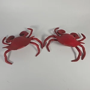 Set Of 2 Vintage Red Cast Iron Crabs With Hinged Shells - Candle Holders - Picture 1 of 18