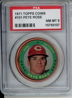 Monedas Topps 1971 Pete Rose #101 PSA casi nuevas-como nuevas 8 Foto 1 de 2