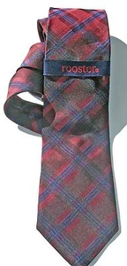 Rooster NEW Red Blue Slim Plaid Men's Neck Tie Silk $55 T982 - Picture 1 of 1