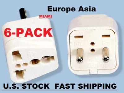 PACK de 6 adaptadores de enchufe estilo asiático europeo con receptáculo de salida universal  Foto 1 de 4