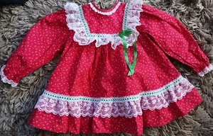 Beautiful Vintage Bryan & Co 18 Mo Baby Girls Christmas Dress W/ Lace & Ribbon - Picture 1 of 4