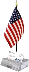 Annin U.S. Flag Displayed on Crystal Card Holder # 2464 Free Priority Shipping - Picture 1 of 1