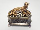 *Vintage Leopard Trinket Box* Metal, Austrian Crystals & Enamel- in Orig. Box