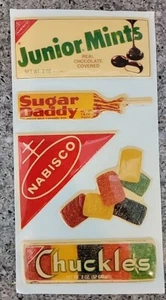 Vintage 80s Nabisco Candy Food Puffy Stickers Gordy Sugar Daddy Complete Sheet - Bild 1 von 4