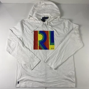 Polo Ralph Lauren Men's Graphic White Jersey Long-Sleeve Hooded T-Shirt Size L - Picture 1 of 6
