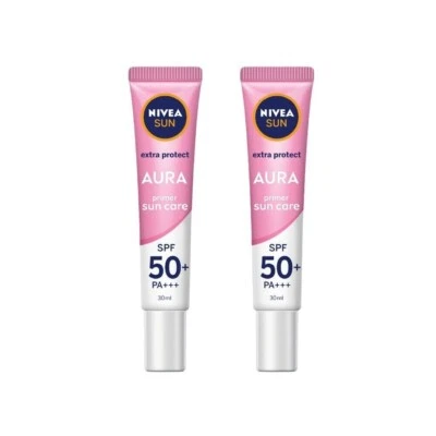 2 x Nivea Sun Extra Protec Aura Primer Sun Care SPF50 PA+++ 30ml - Image 1 of 4