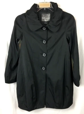 Mac & Jac NWT Ruched Collar Coat Size 4 Black LH104*JS - Image 1 of 4