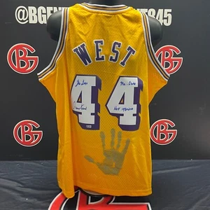 Jerry West Auto LA Lakers Yellow Jersey The Logo, Mr.Clutch,HOF Steiner CX - Picture 1 of 5