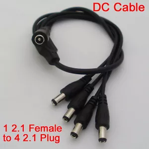 1 pieza cable divisor de alimentación de CC CC CC 5,5x2,1 hembra 1 a 4 cable macho para cámara de CCTV - Imagen 1 de 2