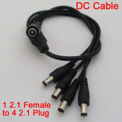 4pcs DC Power Splitter Cable DC 5.5x2.1 Female 1 to 4 Male Cord For CCTV Camera - Image 1 of 2