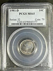 1981-D Roosevelt Dime MS65 PCGS * Beautiful Uncirculated Coin * Blue Label - Picture 1 of 5