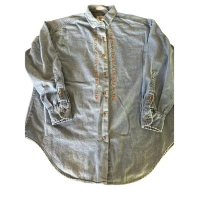 Camisa vaquera vintage Carroll Reed bordada manga larga talla 10 100 % algodón Foto 1 de 4