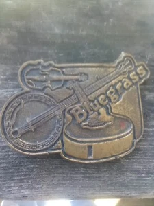 LG11139 VINTAGE 1970s **BLUEGRASS** (FIDDLE, BANJO, & GUITAR) MUSIC BELT BUCKLE - Picture 1 of 2