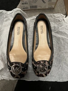 Michael Michael Kors Women's Leopard Print Round Toe Flats Tan EU 35 UK 2 - Imagen 1 de 5