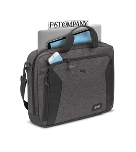 Solo New York Nomad Route Slim 17"x 13”x 3” Laptop Bag w/Shoulder Strap Gray NEW - Picture 1 of 10