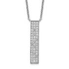 Sterling Silver Rhodium-plated CZ Dangle Bar Necklace 18"