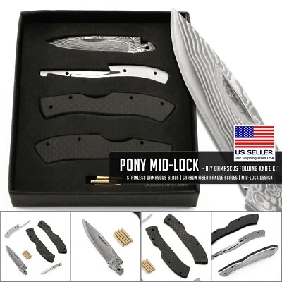 KNIFEKITS.COM Pony Mid-Lock - DIY Damascus Folding Knife Kit - USA Design