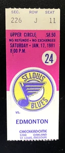 ¡SÚPER RARO TALÓN DE BOLETO WAYNE GRETZKY! 1/17/81 EDMONTON - GOL PROFESIONAL #75/3 ASISTENCIAS - Imagen 1 de 1